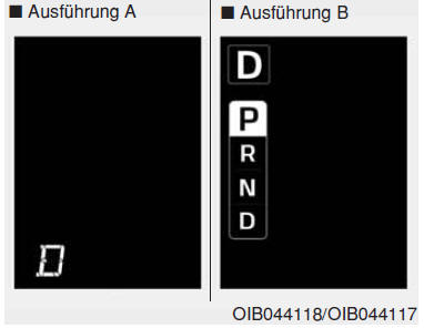 Fahrstufenanzeige Automatikgetriebe (ausstattungsabhängig)